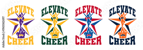Cheerleading Logo Bundle - Elevate Cheer Varsity Stunt and Star Vector Graphics for Spirit Wear and Competition