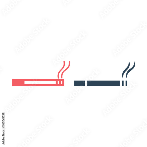 Smoking cigarette icons set. Unhealthy, nicotine, smell. Addiction concept. Vector illustration can be used for topics like break, bad habit, tobacco.