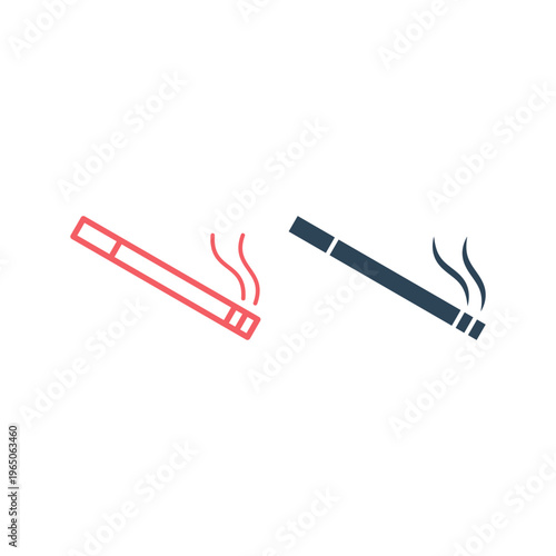 Smoking cigarette icons set. Unhealthy, nicotine, smell. Addiction concept. Vector illustration can be used for topics like break, bad habit, tobacco.