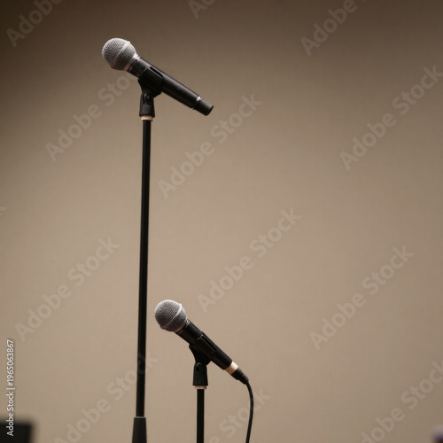 Single microphone on stand under soft light representing individual voice expression and focus within political or public communication contexts