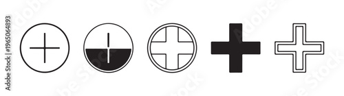 Circular plus symbol variations.