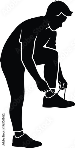 Man Tying Shoe Silhouette