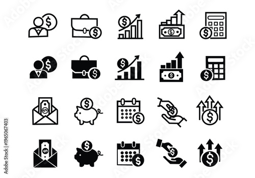 Salary icon set. Profit and income symbol. Vector illustration.