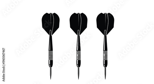 Three black darts aligned vertically a minimalist graphic illustration