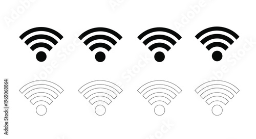 Four wifi signal icons black and white variations shown