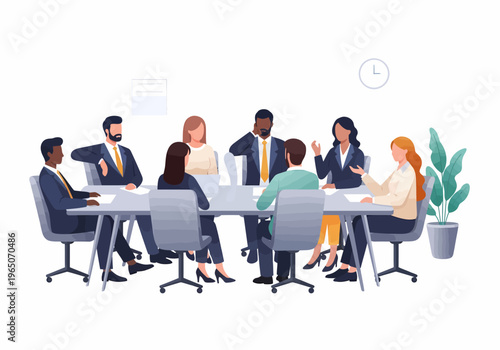 Business people sitting around table.