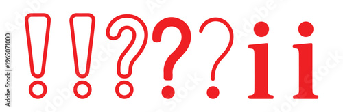 Red exclamation marks and question marks punctuation symbols for text design.