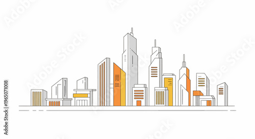 City Skyline with Tall Buildings.