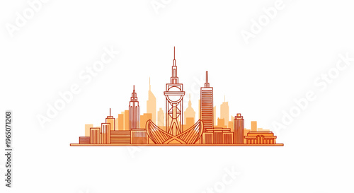 City Skyline with Tall Skyscrapers.