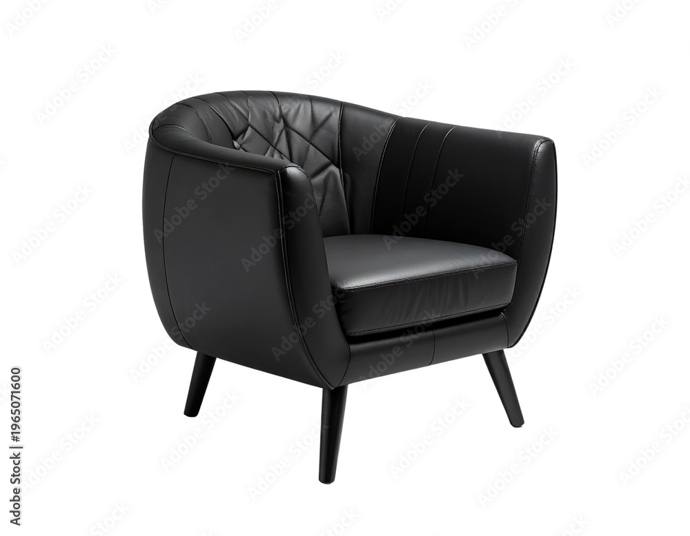 Fototapeta premium Firefly_Dark brown door standing full body isolated against a stark white background, stock p - Firefly_Single black sofa chair, standing isolated on a seamless white background, high quali