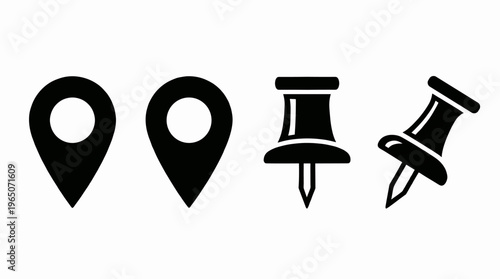 Push pin isolated on white background vector icon