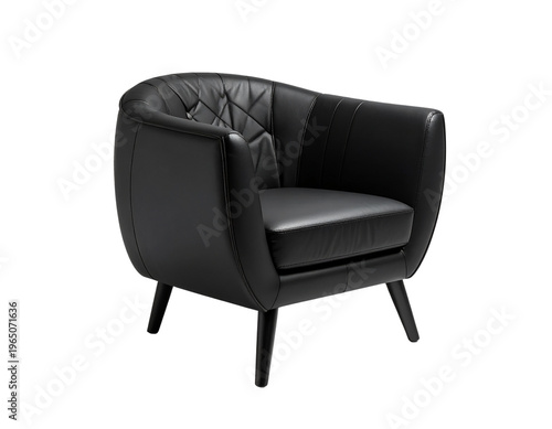 Firefly_Dark brown door standing full body isolated against a stark white background, stock p - Firefly_Single black sofa chair, standing isolated on a seamless white background, high quali