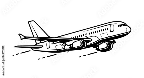 Commercial passenger airplane vector illustration, modern jet aircraft, travel, aviation and transportation concept