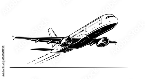 Commercial passenger airplane vector illustration, modern jet aircraft, travel, aviation and transportation concept
