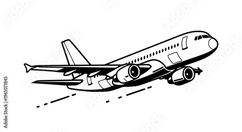 Commercial passenger airplane vector illustration, modern jet aircraft, travel, aviation and transportation concept