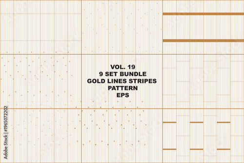 9 Gold Vertical Lines & Stripes Patterns - Vol. 19