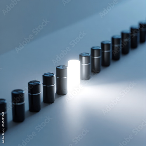 Ascending row with highlighted element symbolizing progression hierarchy and selective advancement within political or institutional systems