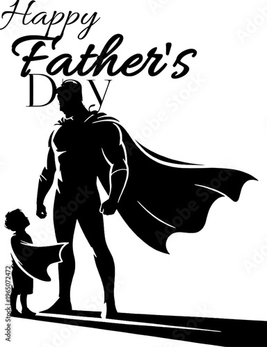 Superhero father and son celebrating Father's Day