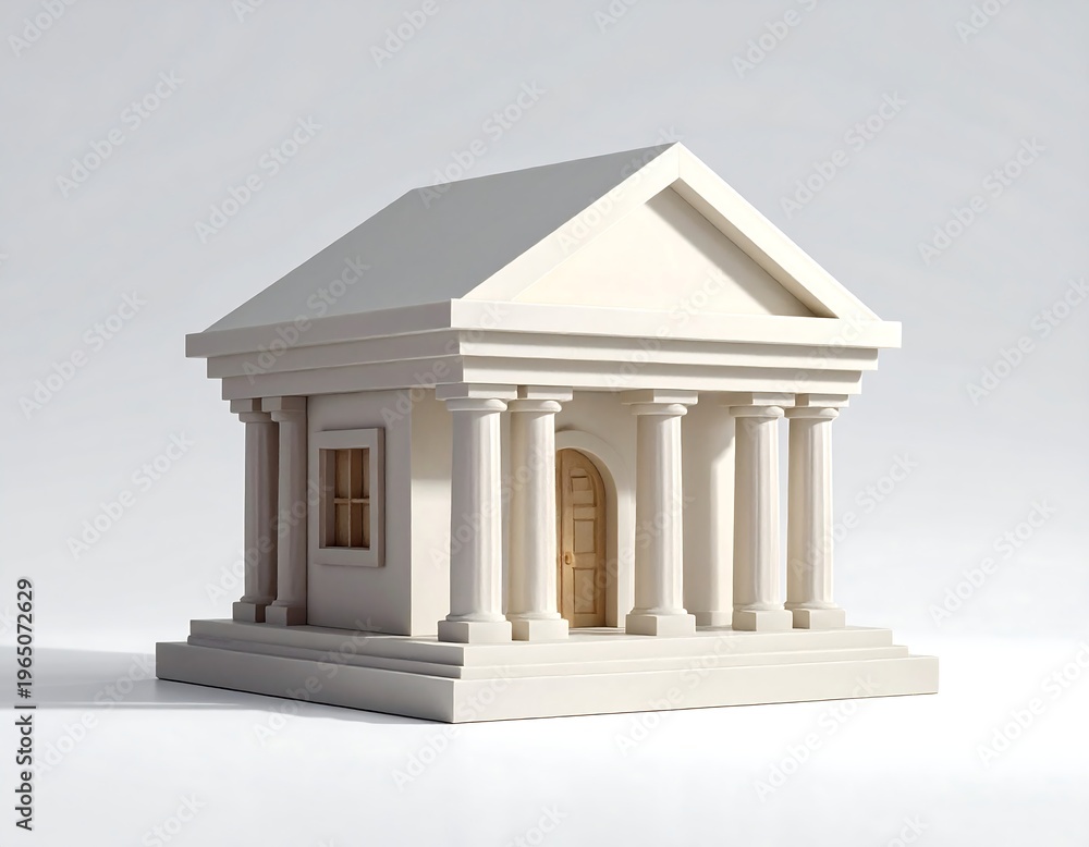 Obraz premium A small white building with columns and a triangular roof