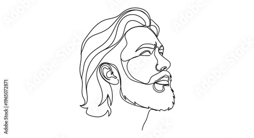 Man Profile Portrait, Minimalist Line Art