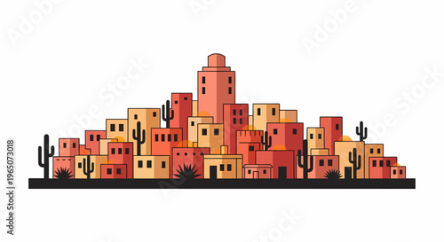 Colorful Desert Adobe Style Buildings.