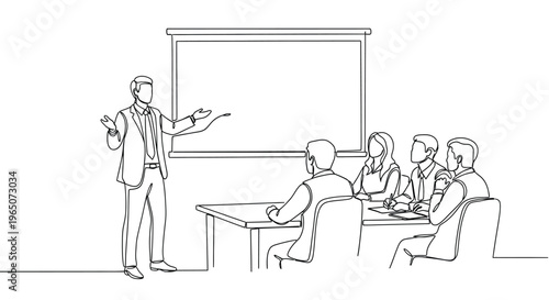 Business Meeting Presentation, Line Art