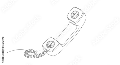 Vintage Telephone Handset, Line Art, Communication Symbol
