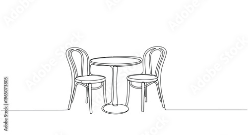 Outdoor Cafe Table and Chairs - Minimalist Line Art