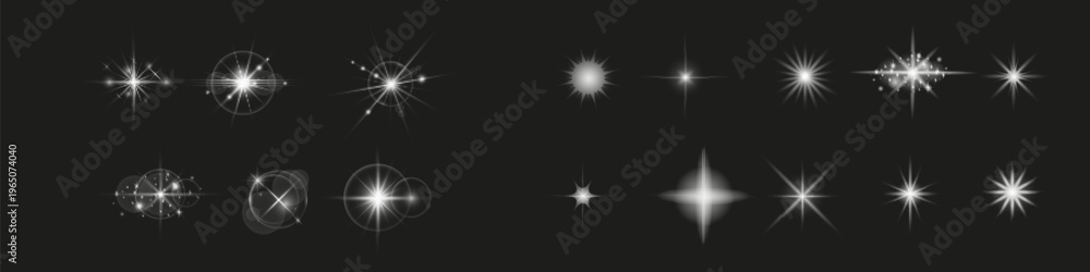 Fototapeta premium Stars bright white. Glow light effect. Transparent light effect , lens flare, explosion, glitter, sun flash, sparks and stars