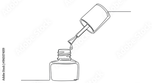 Nail Polish Bottle and Dropping Polish - Line Art