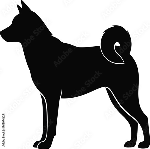 Dog Silhouette with Curled Tail