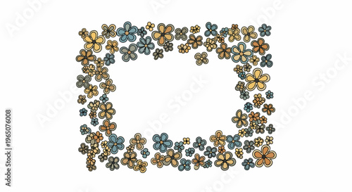 Colorful flowers forming square shape.