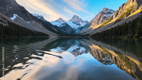 Aerial view of skyscrapers and buildings in a cityscape during sunset with clouds and a tall tower standing out