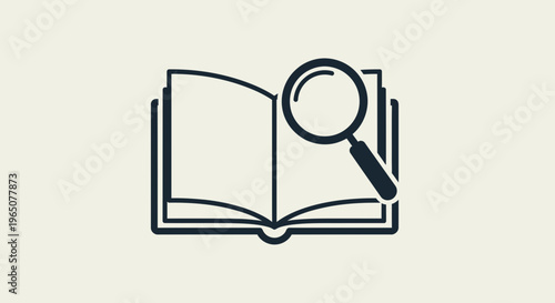 book with magnifying glass, research concept