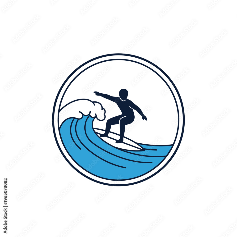 Fototapeta premium Surfer Riding Wave Icon