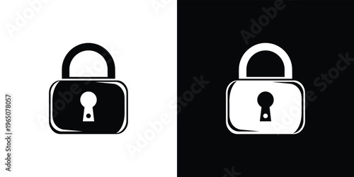 Black and white padlock on contrasting backgrounds symbol security safety