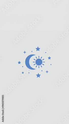 Celestial Bodies Sun, Moon, and Stars, Illustrating the Natural Cycles of Day and Night