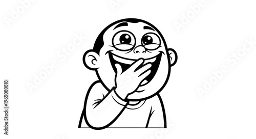 cartoon man laughing and covering mouth
