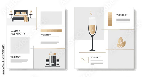 Luxury Hotel Brochure Mockup - Hospitality, Accommodation, Travel, Champagne