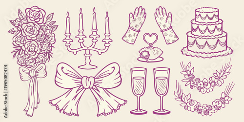 Vintage wedding still life with ornate details a charming silhouette