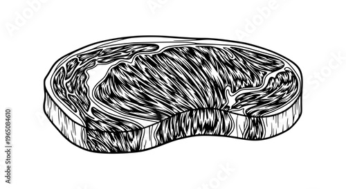 Premium marbled ribeye steak vector illustration, gourmet food, barbecue and culinary concept