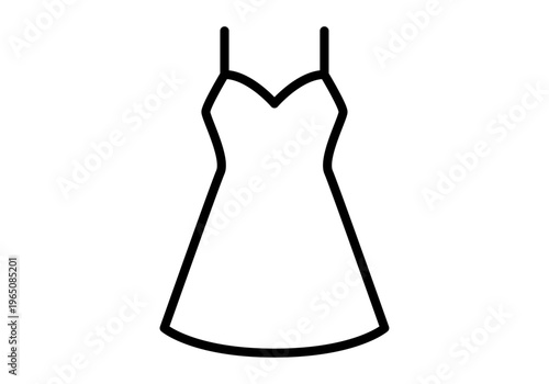 Icono lineal de un vestido corto de tirantes con escote en forma de corazón