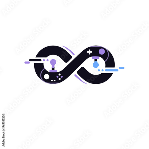 Infinity gaming controller icon futuristic technology game concept flat vector