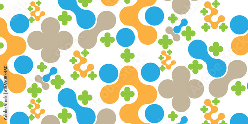 abstract colorful paper overlapping decor fabric textile. seamless pattern with dots gradient meatball circles creative web banner wallpaper textile design.