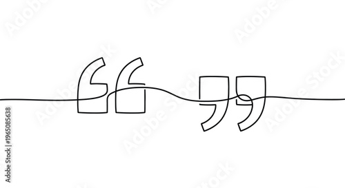 Continuous line drawing of opening quotation marks symbol