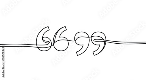 Continuous line drawing of closing quotation marks symbol