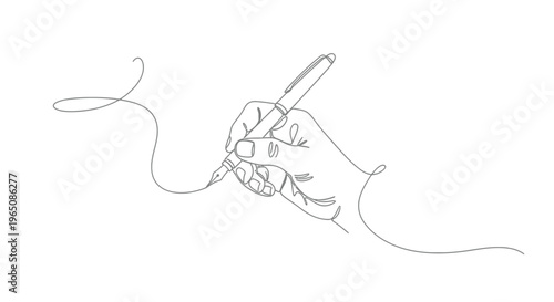 Hand writing with fountain pen continuous line art creative process