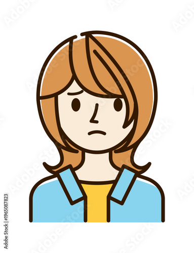 ベクターイラスト素材：困ったり悩んだりしている若い女性アイコン