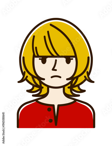 ベクターイラスト素材：困ったり悩んだりしている若い女性アイコン