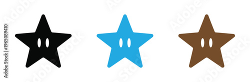 Colorful star icons in black blue and brown for ratings and reviews Vector illustration